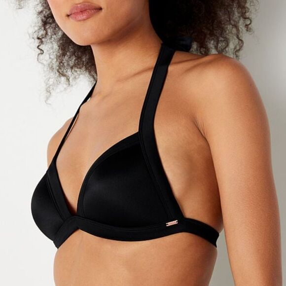 Victoria’s Secret Pink Swim Push Up Triangle Padded Bra Bikini Top Black XXL - Picture 6 of 8